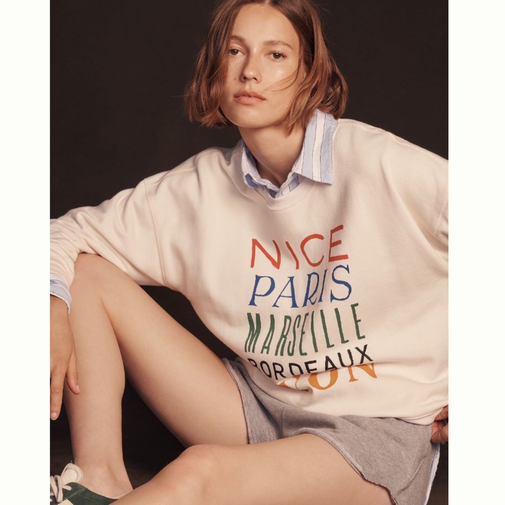 Anthropologie Cream Graphic Sweatshirt - Picture 1 of 9